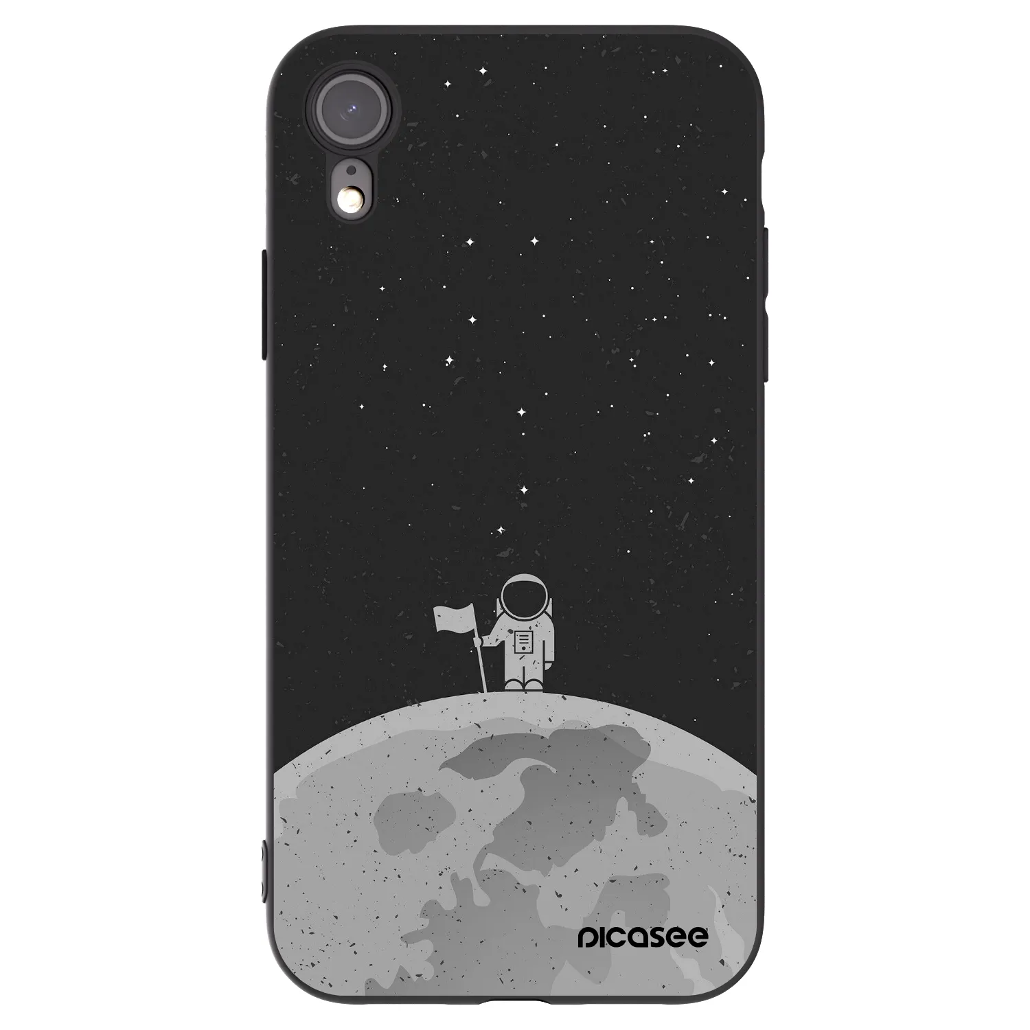 Picasee crna silikonska maskica za Apple iPhone XR - Astronaut