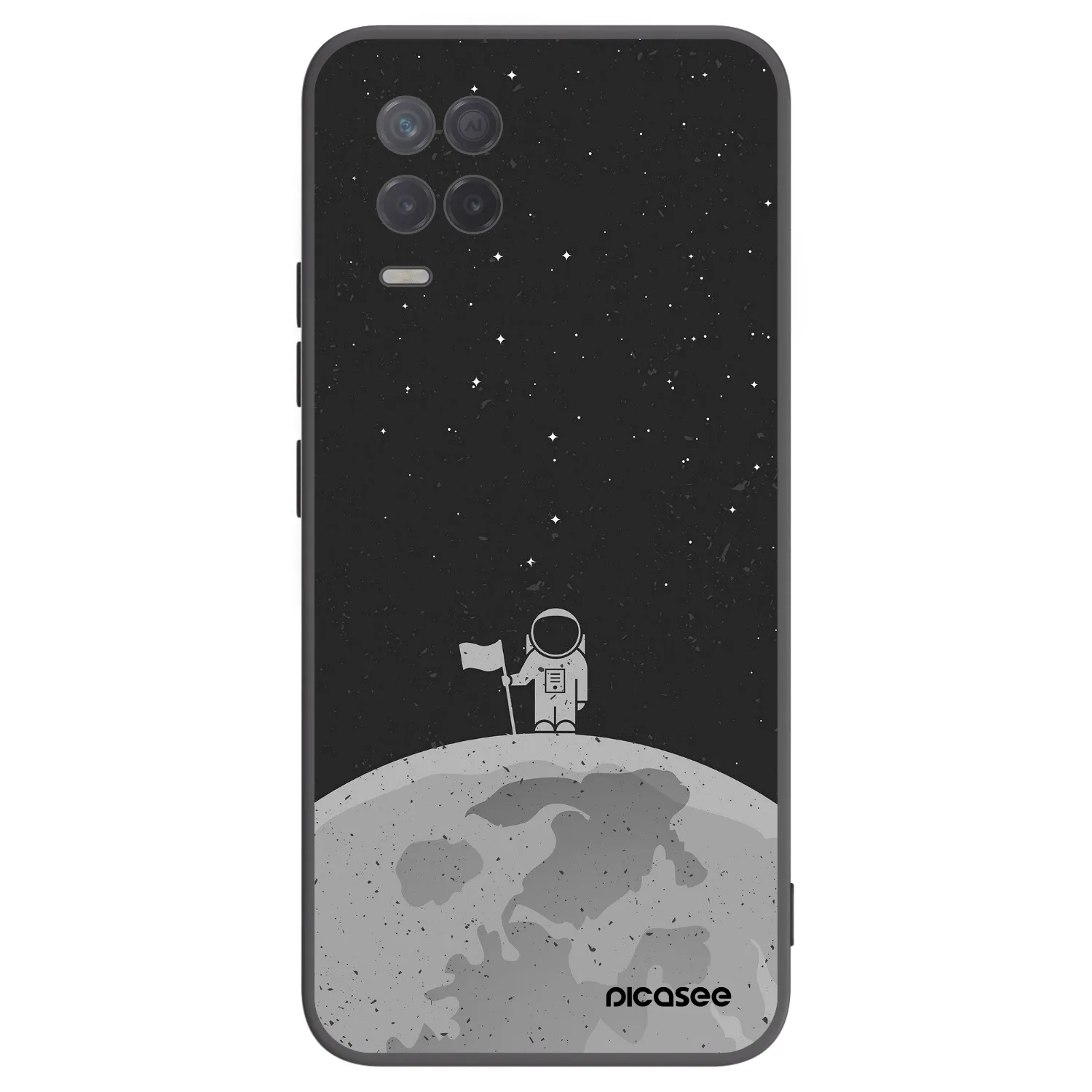 Picasee crna silikonska maskica za Realme 8 5G - Astronaut