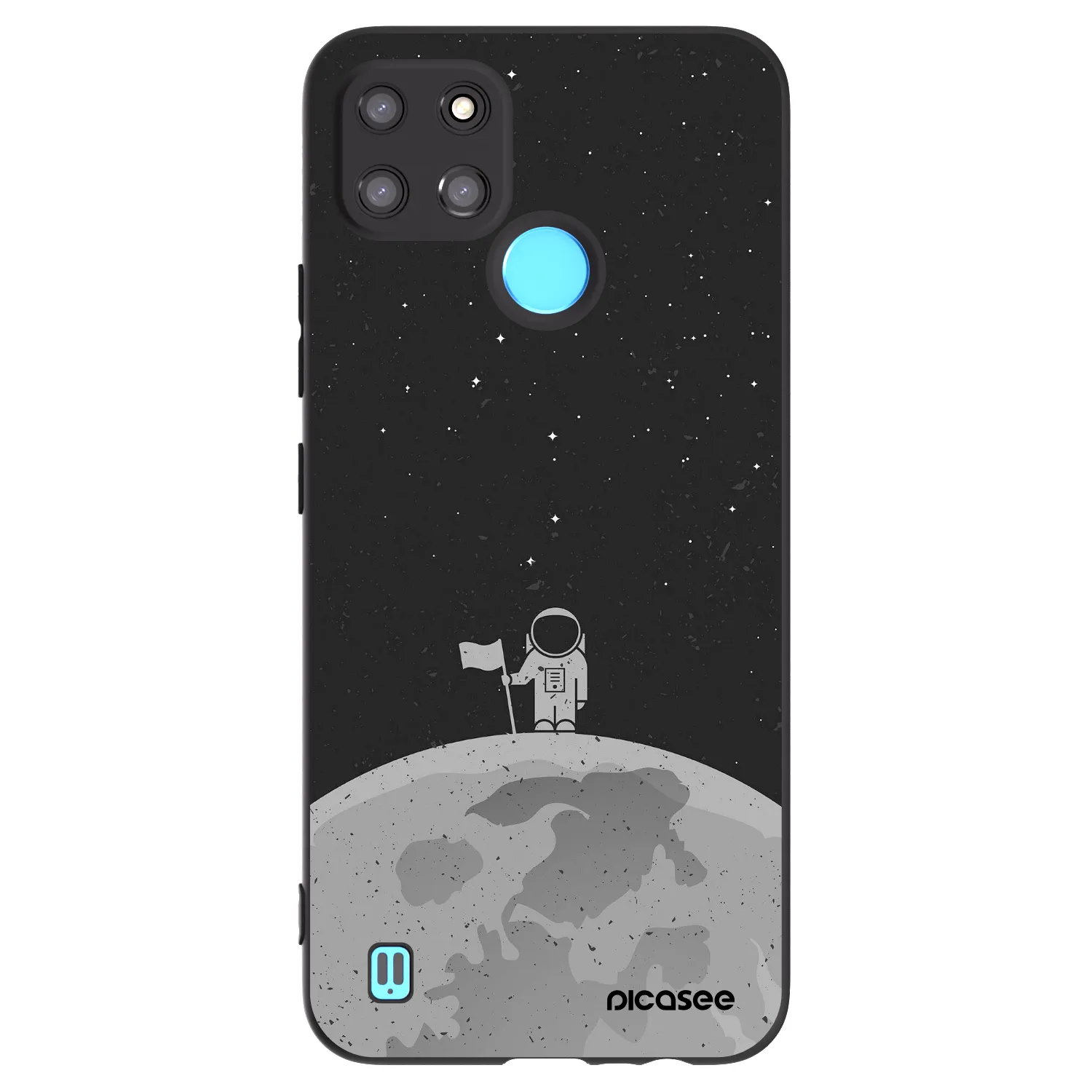Picasee crna silikonska maskica za Realme C21Y - Astronaut