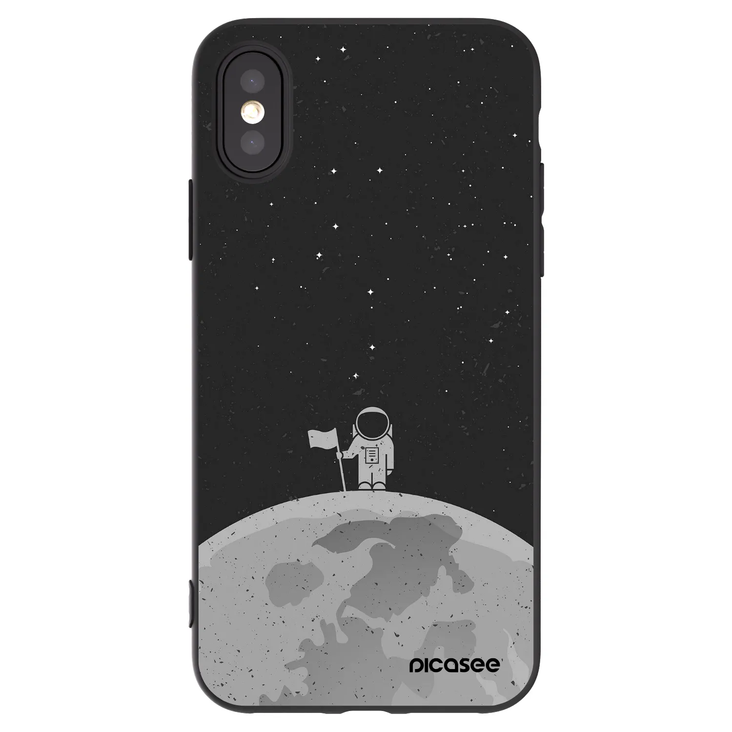 Picasee crna silikonska maskica za Apple iPhone X/XS - Astronaut