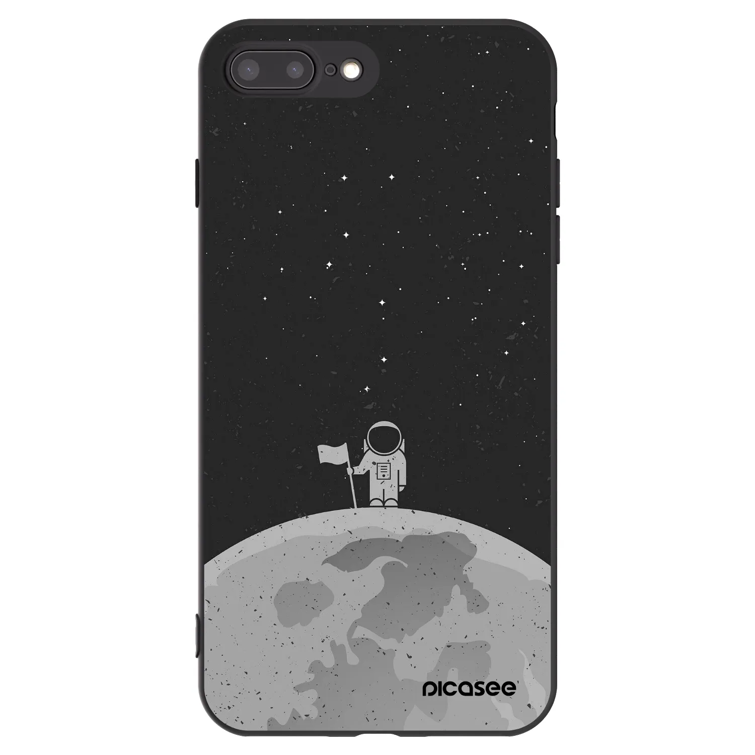 Picasee crna silikonska maskica za Apple iPhone 8 Plus - Astronaut