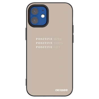 Picasee crna silikonska maskica za Apple iPhone 12 mini - Positive Vibes