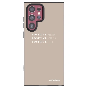 Picasee crna silikonska maskica za Samsung Galaxy S22 Ultra 5G - Positive Vibes