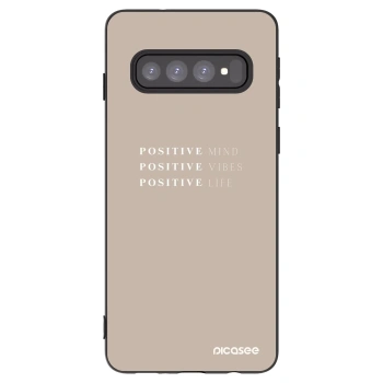 Picasee crna silikonska maskica za Samsung Galaxy S10 G973 - Positive Vibes