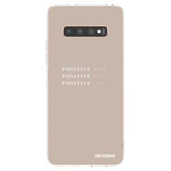 Picasee silikonska prozirna maskica za Samsung Galaxy S10 Plus G975 - Positive Vibes
