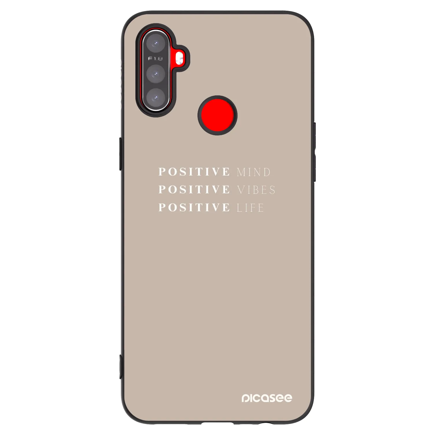 Picasee crna silikonska maskica za Realme C3 - Positive Vibes