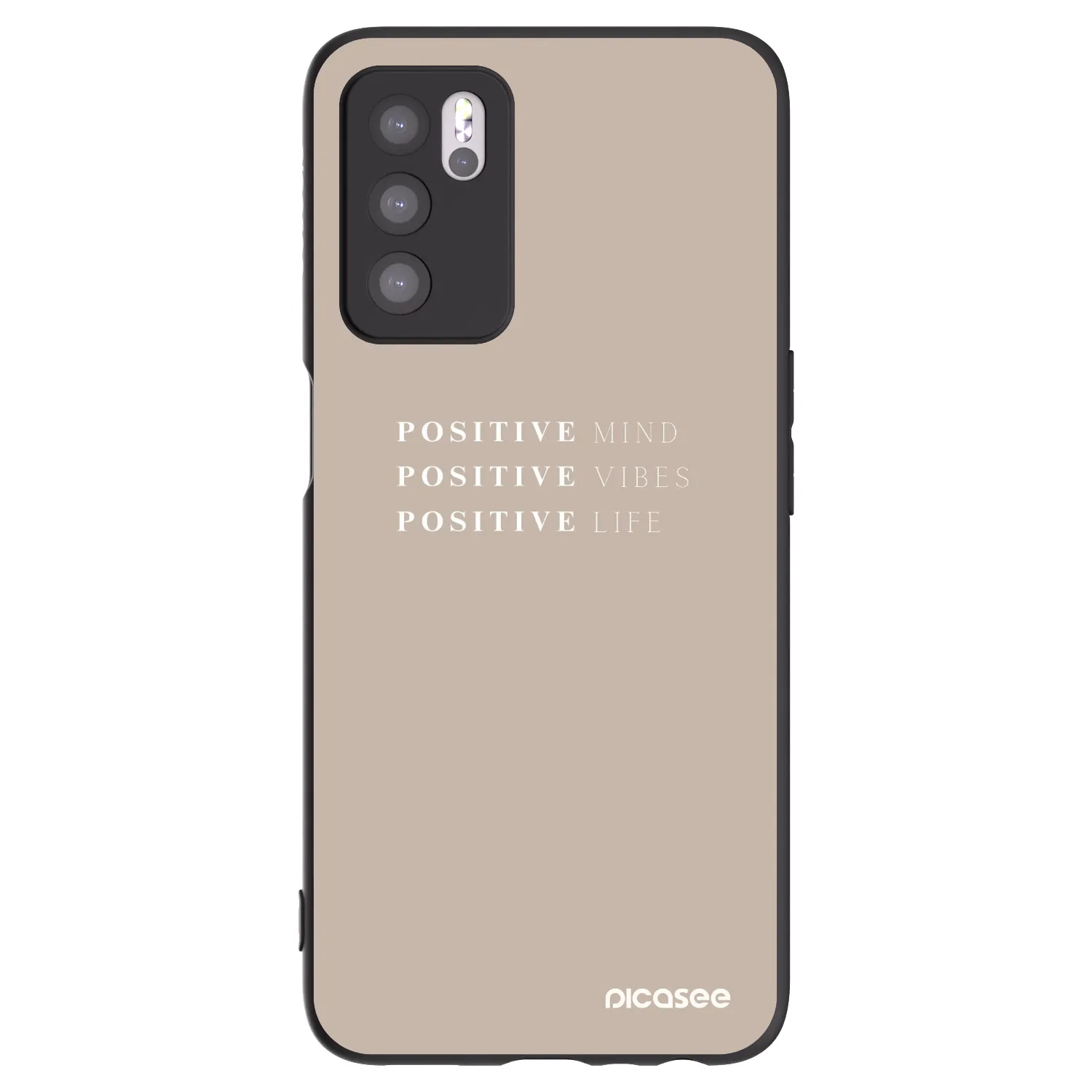 Picasee crna silikonska maskica za OPPO A16s - Positive Vibes