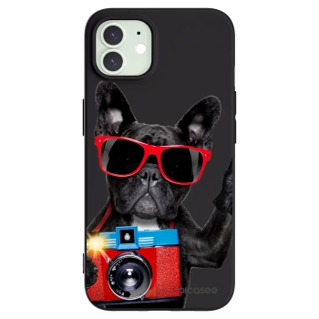 Picasee crna silikonska maskica za Apple iPhone 12 - French Bulldog