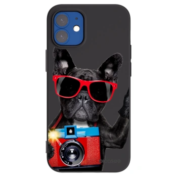 Picasee crna silikonska maskica za Apple iPhone 12 mini - French Bulldog