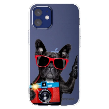 Picasee silikonska prozirna maskica za Apple iPhone 12 mini - French Bulldog