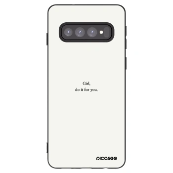 Picasee crna silikonska maskica za Samsung Galaxy S10 G973 - Girl, do it for you