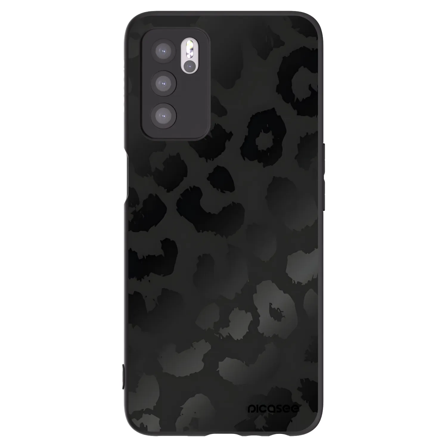 Picasee crna silikonska maskica za OPPO A16s - Midnight Leopard