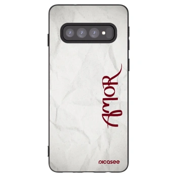 Picasee crna silikonska maskica za Samsung Galaxy S10 G973 - Amor