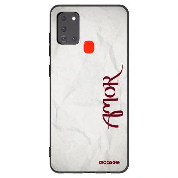 Picasee crna silikonska maskica za Samsung Galaxy A21s - Amor