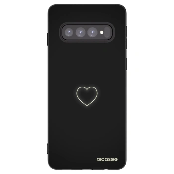 Picasee crna silikonska maskica za Samsung Galaxy S10 G973 - Heart