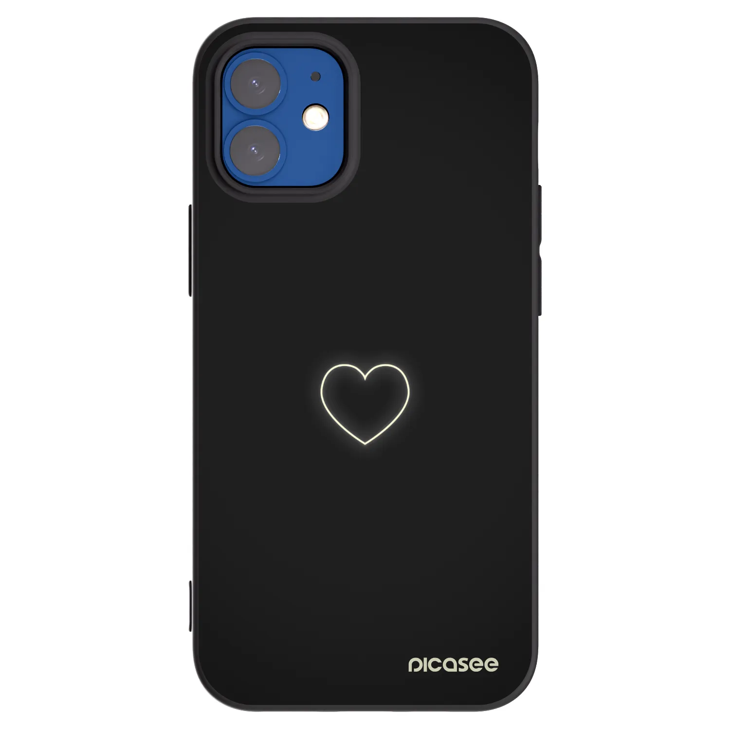 Picasee crna silikonska maskica za Apple iPhone 12 mini - Heart