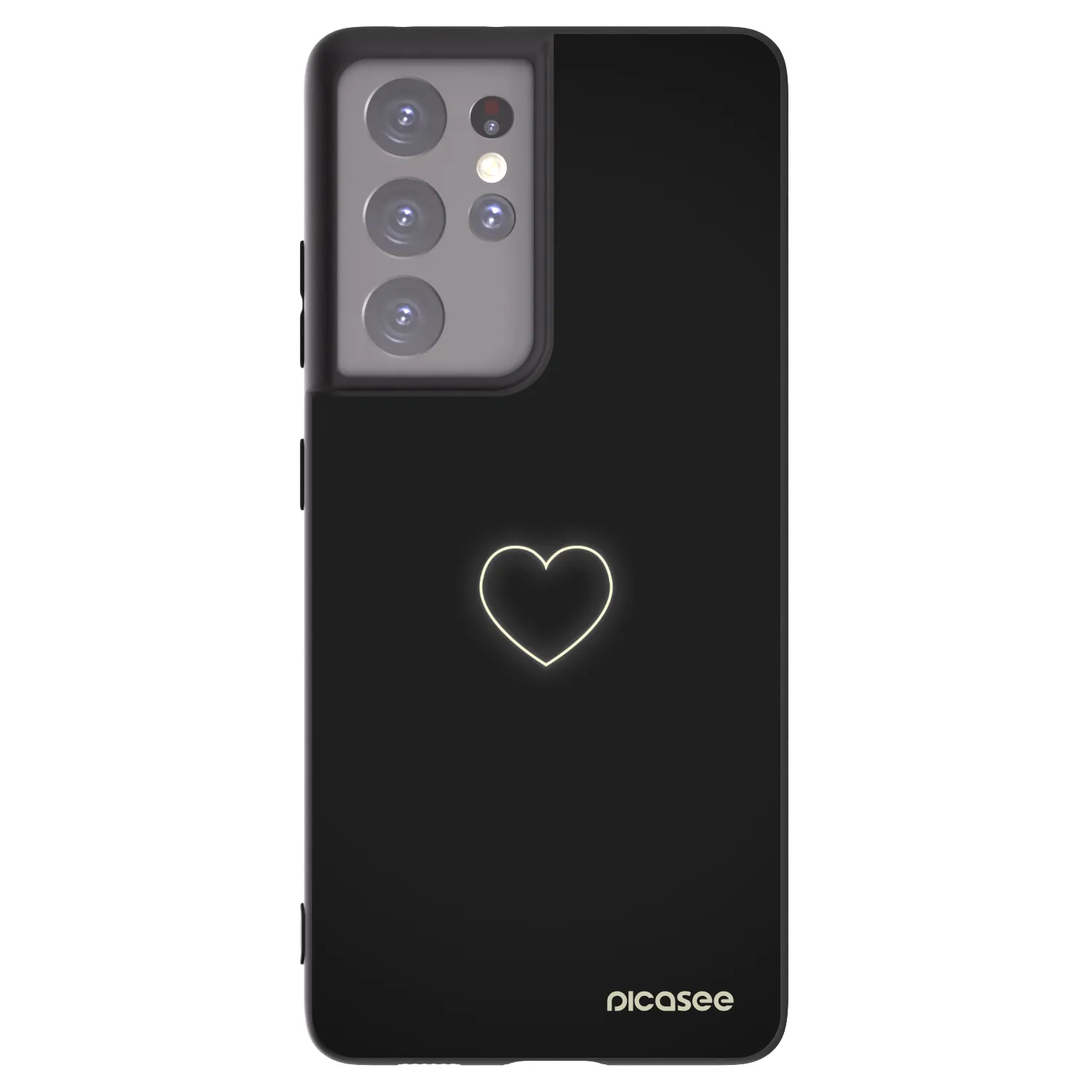 Picasee crna silikonska maskica za Samsung Galaxy S21 Ultra 5G G998B - Heart