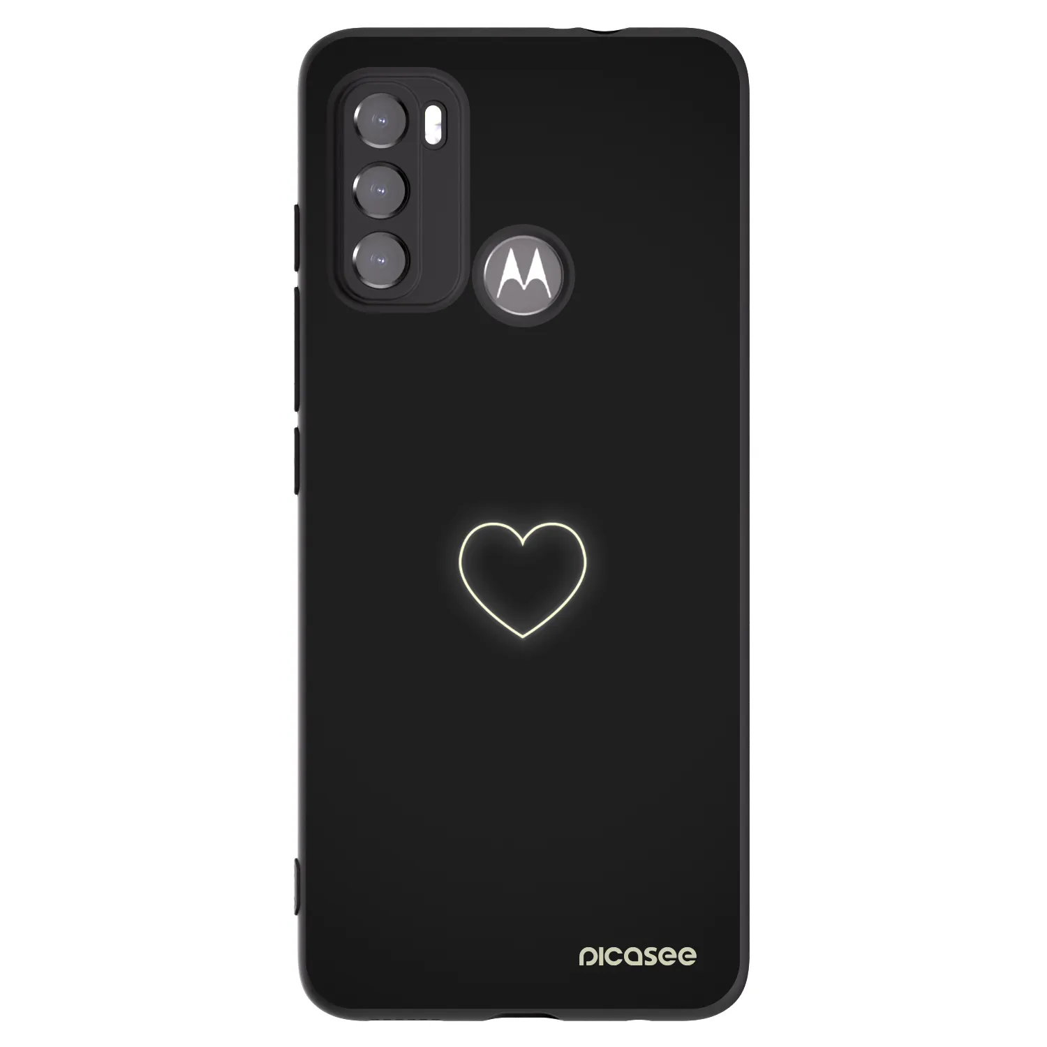 Picasee crna silikonska maskica za Motorola Moto G60 - Heart
