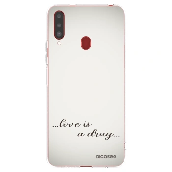 Picasee silikonska prozirna maskica za Samsung Galaxy A20s - Love is a drug