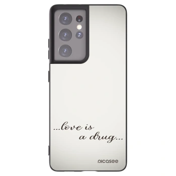 Picasee crna silikonska maskica za Samsung Galaxy S21 Ultra 5G G998B - Love is a drug