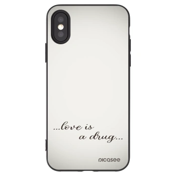 Picasee crna silikonska maskica za Apple iPhone X/XS - Love is a drug