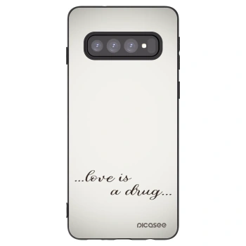 Picasee crna silikonska maskica za Samsung Galaxy S10 G973 - Love is a drug