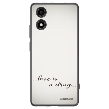Picasee crna silikonska maskica za Motorola Moto E14 - Love is a drug