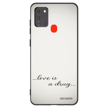 Picasee crna silikonska maskica za Samsung Galaxy A21s - Love is a drug