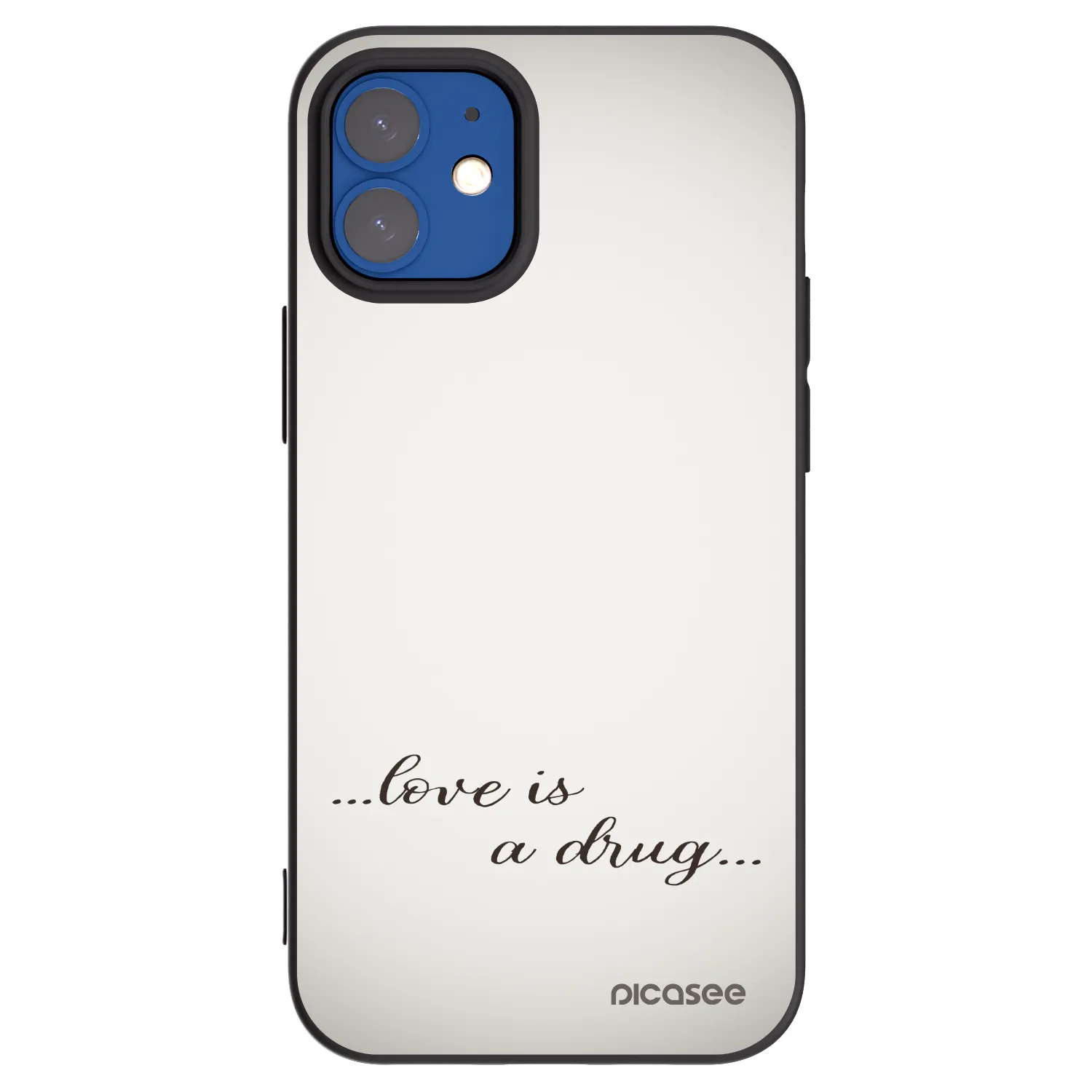 Picasee crna silikonska maskica za Apple iPhone 12 mini - Love is a drug