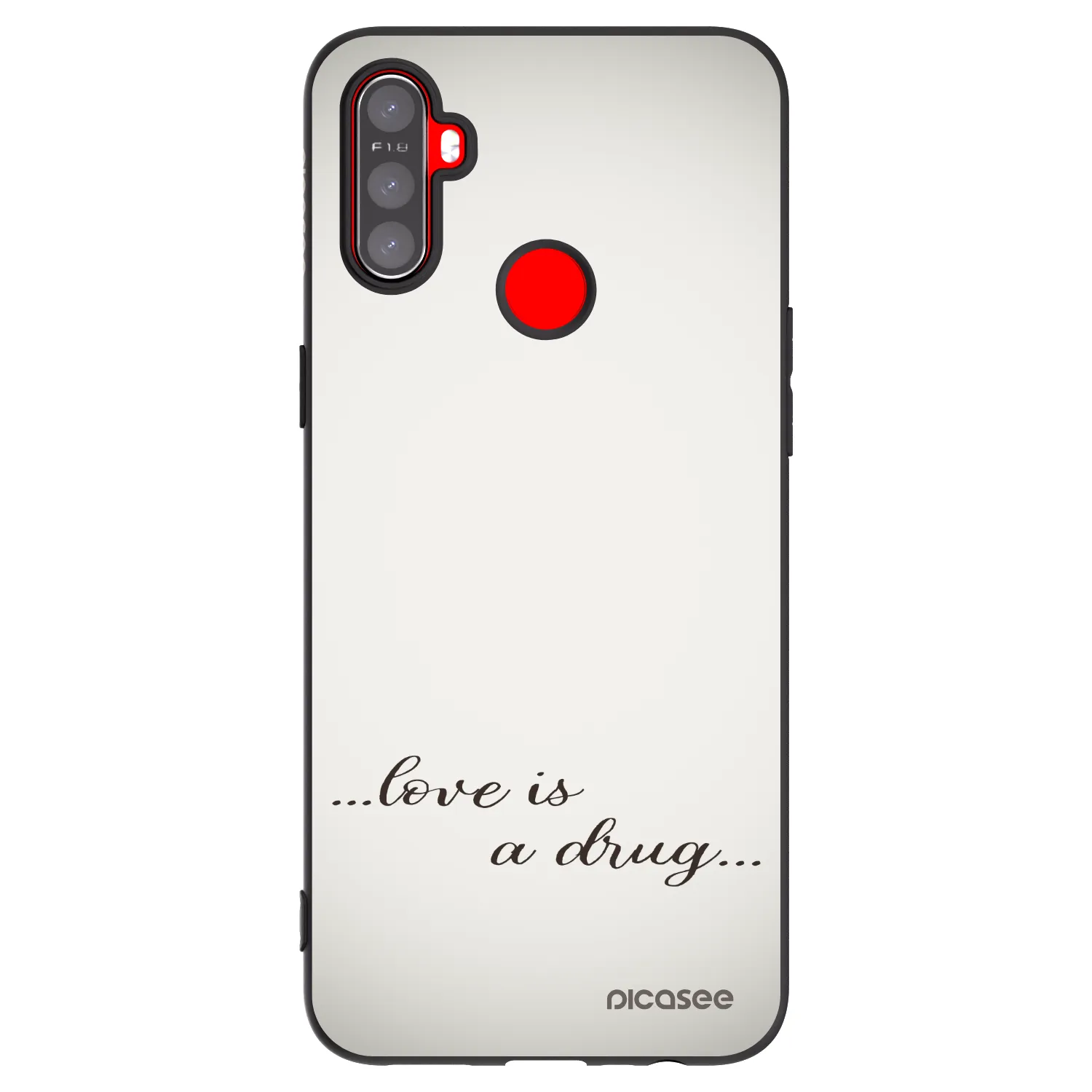 Picasee crna silikonska maskica za Realme C3 - Love is a drug