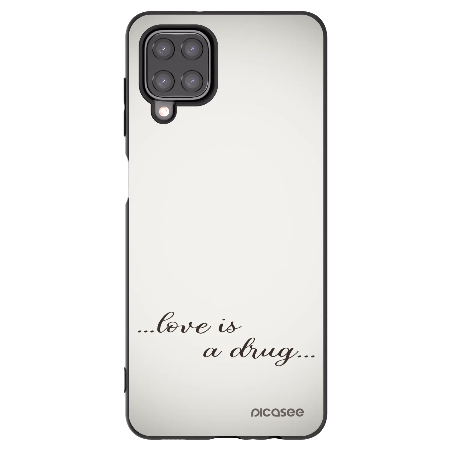 Picasee crna silikonska maskica za Samsung Galaxy A12 A125F - Love is a drug