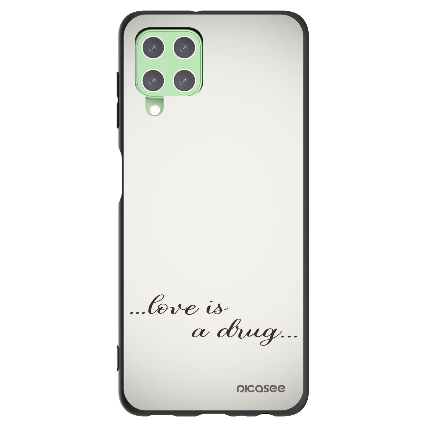 Picasee crna silikonska maskica za Samsung Galaxy A22 A225F 4G - Love is a drug