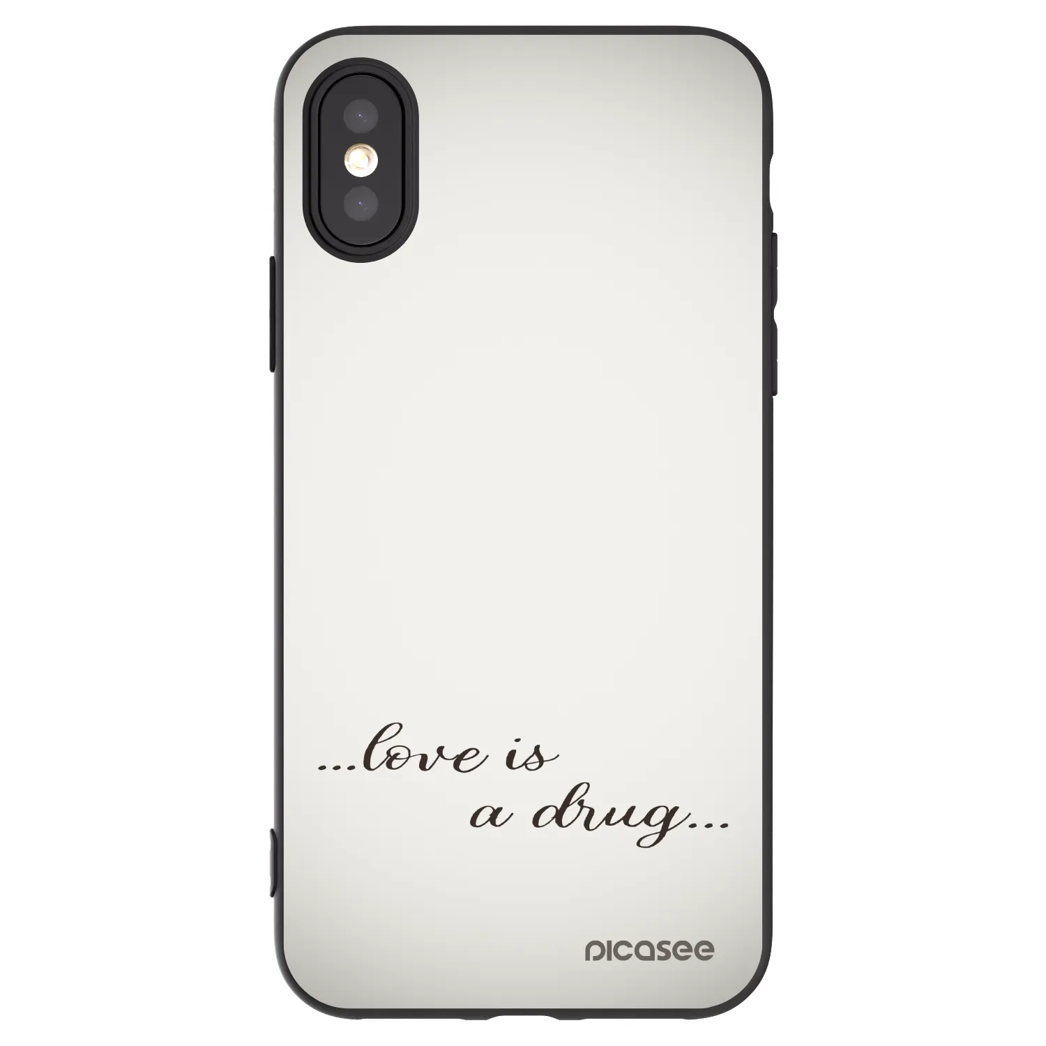 Picasee crna silikonska maskica za Apple iPhone X/XS - Love is a drug