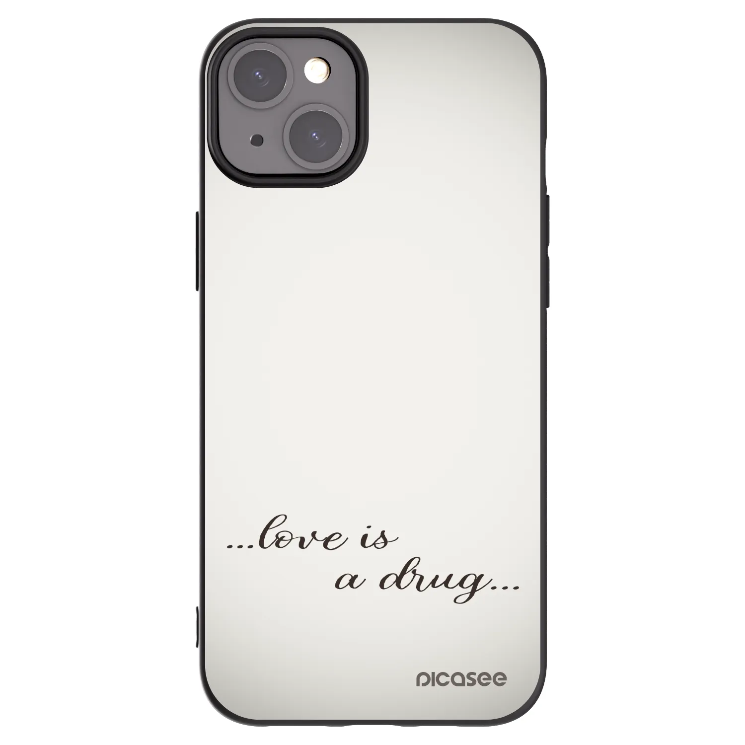 Picasee crna silikonska maskica za Apple iPhone 15 Plus - Love is a drug