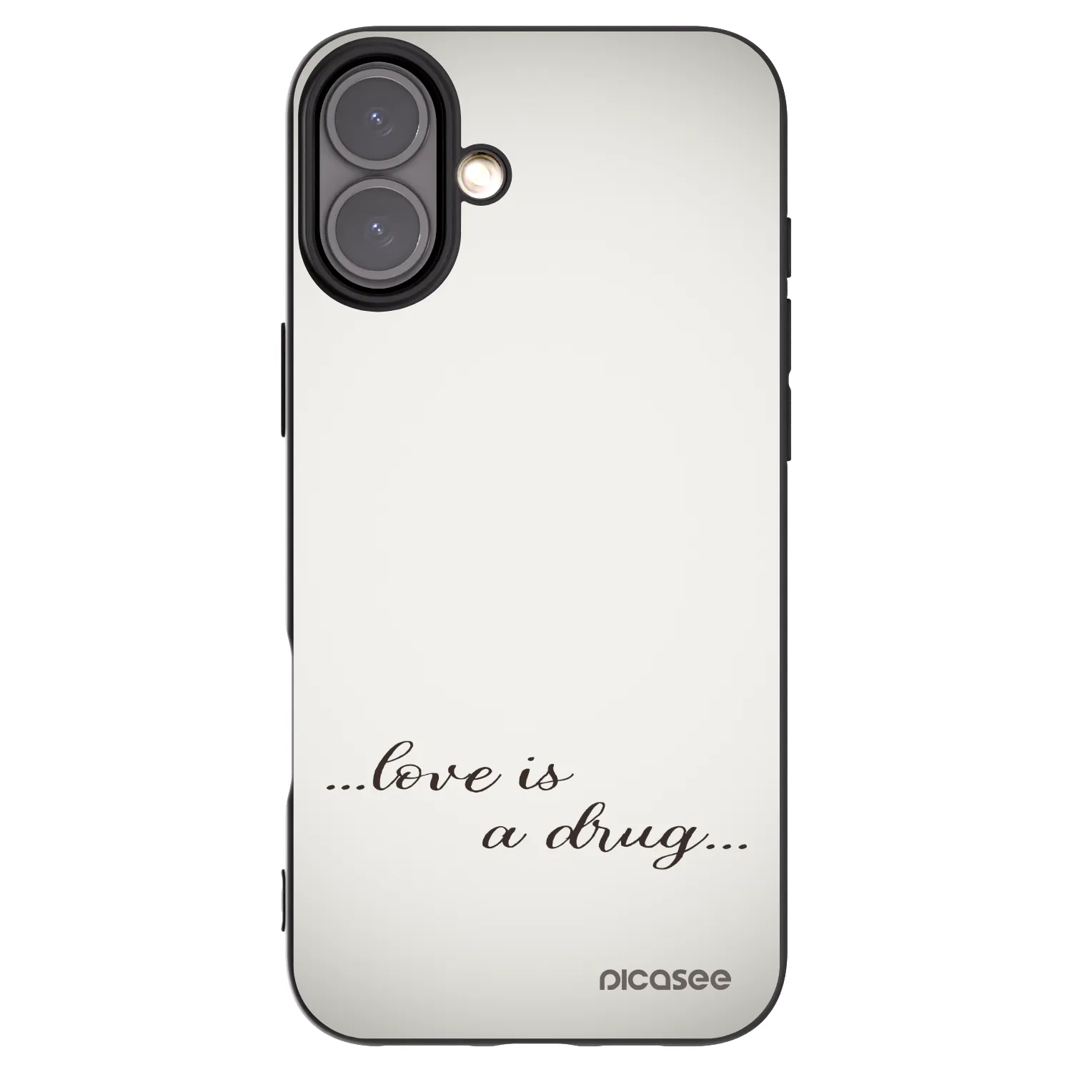 Picasee crna silikonska maskica za Apple iPhone 16 Plus - Love is a drug