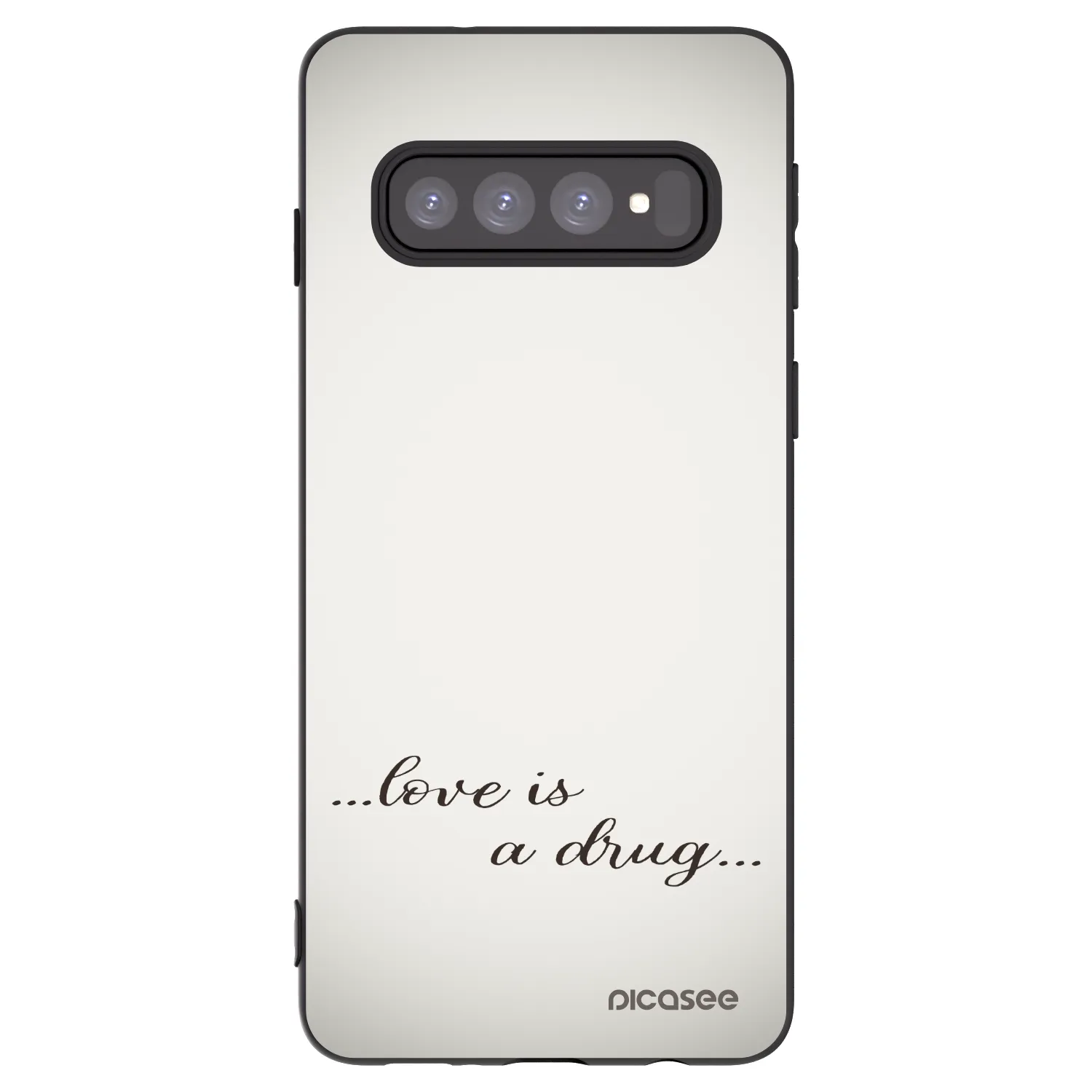 Picasee crna silikonska maskica za Samsung Galaxy S10 G973 - Love is a drug