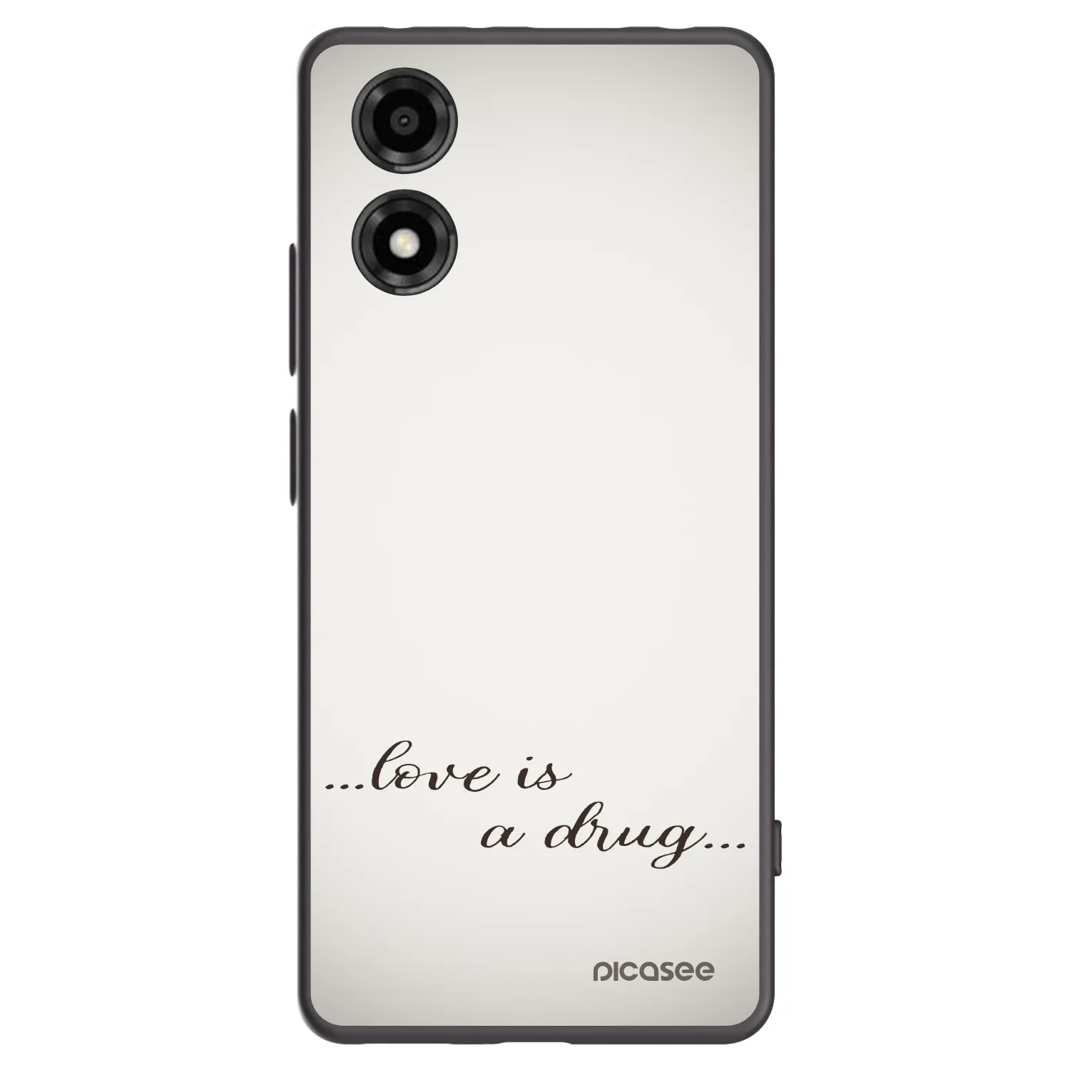 Picasee crna silikonska maskica za Motorola Moto E14 - Love is a drug