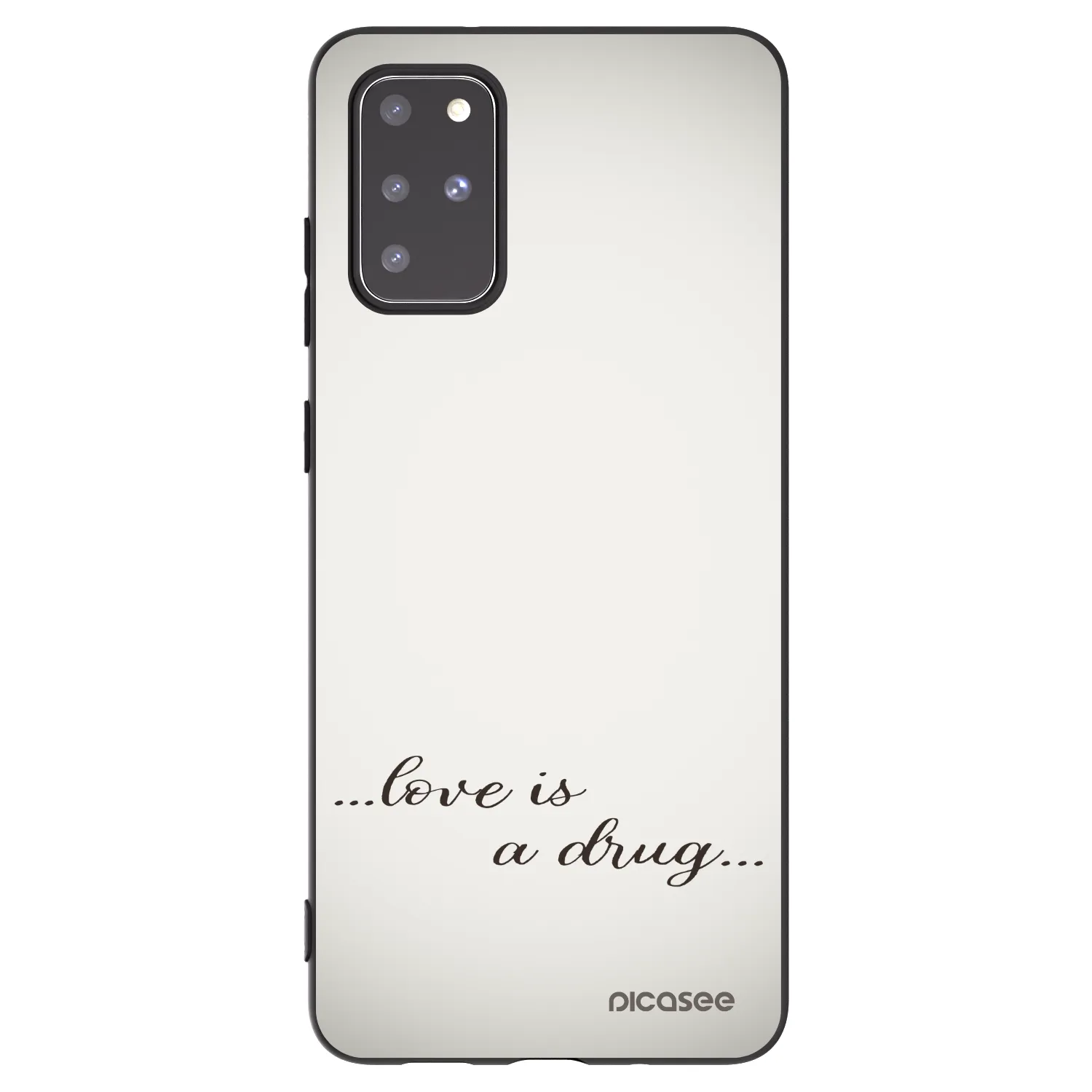 Picasee crna silikonska maskica za Samsung Galaxy S20+ G985F - Love is a drug