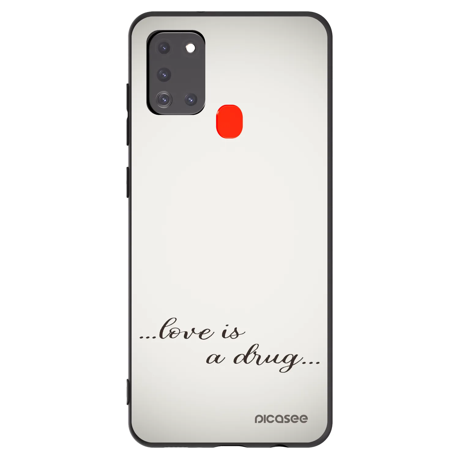 Picasee crna silikonska maskica za Samsung Galaxy A21s - Love is a drug