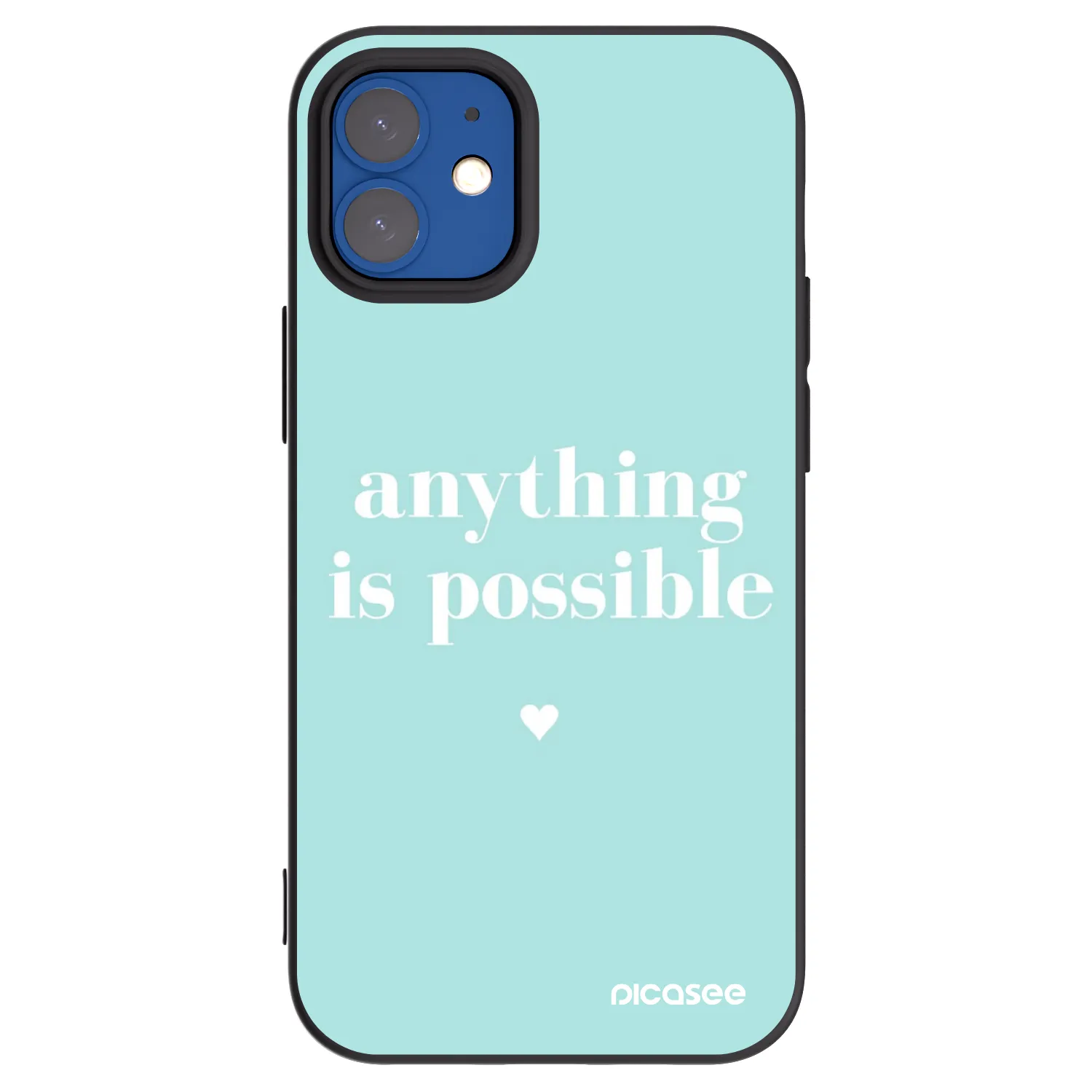 Picasee crna silikonska maskica za Apple iPhone 12 mini - Anything is possible