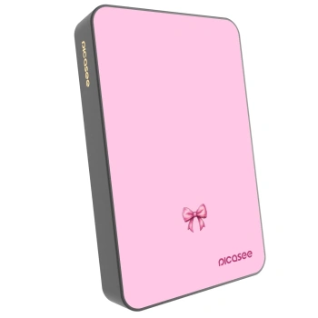 Picasee Prijenosni punjač s MagSafe 10 000 mAh Sivo - Blush bow