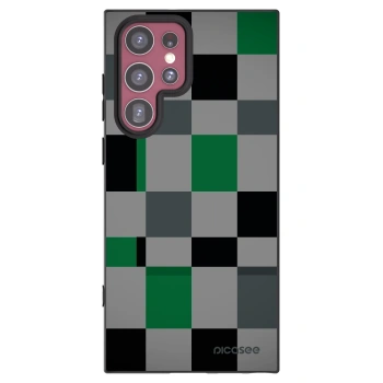Picasee crna silikonska maskica za Samsung Galaxy S22 Ultra 5G - Block Grid