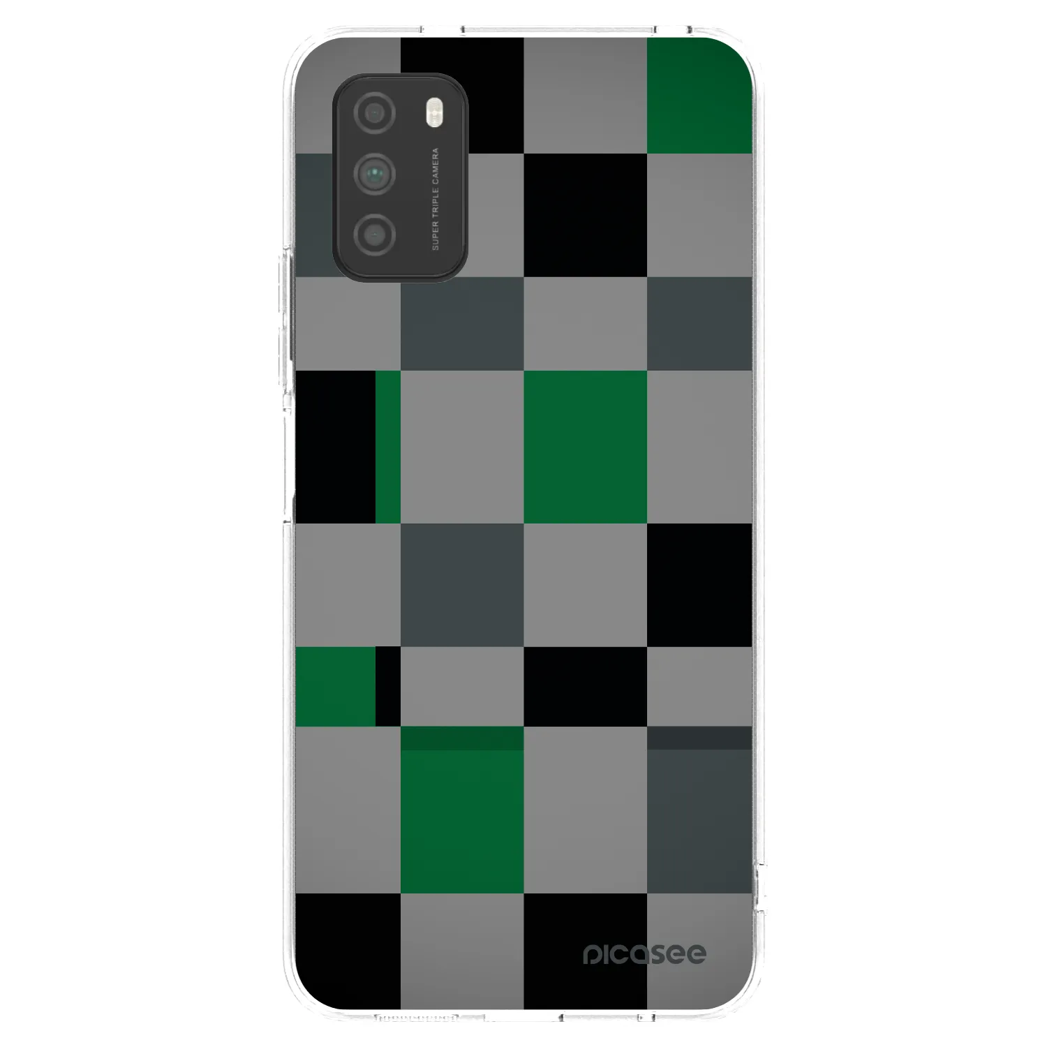 Picasee silikonska prozirna maskica za Xiaomi Poco M3 - Block Grid