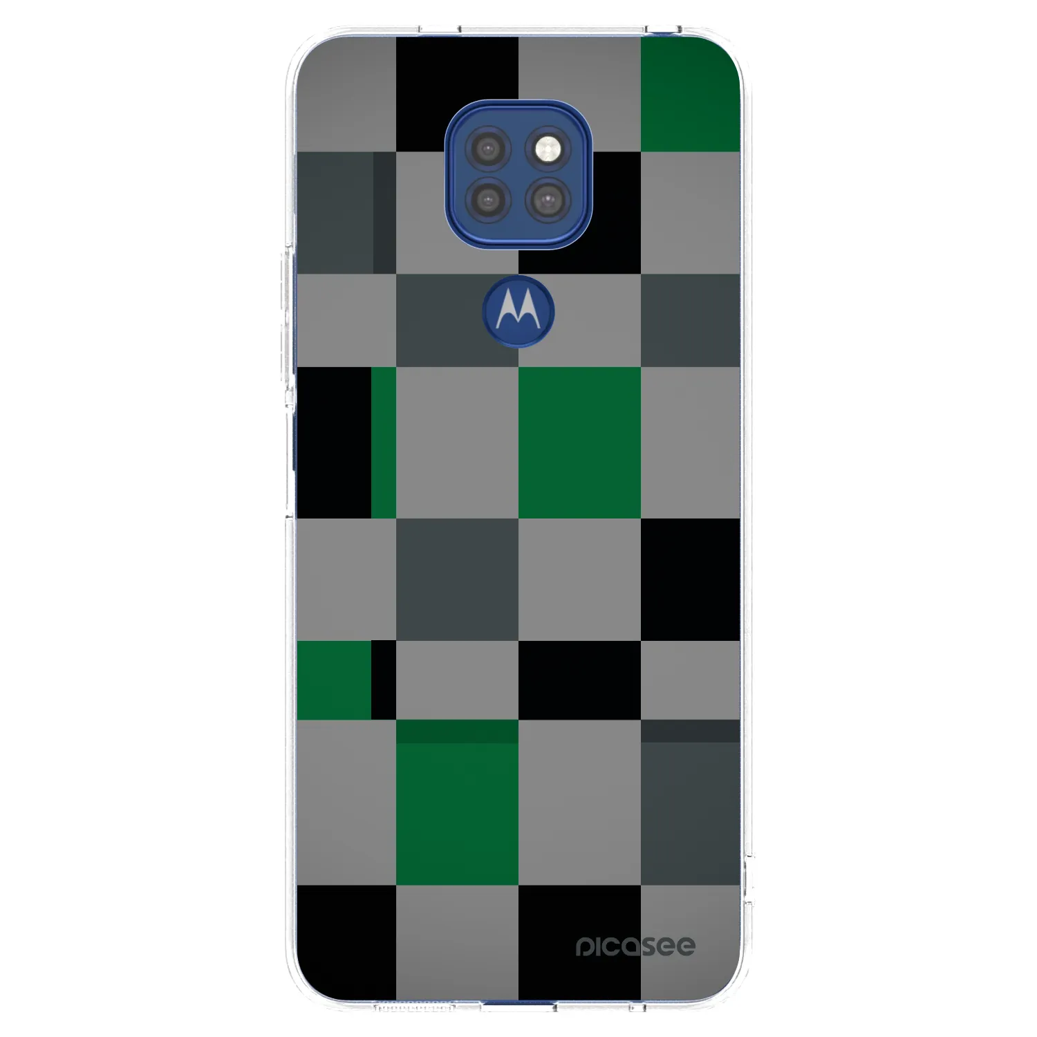 Picasee silikonska prozirna maskica za Motorola Moto G9 Play - Block Grid