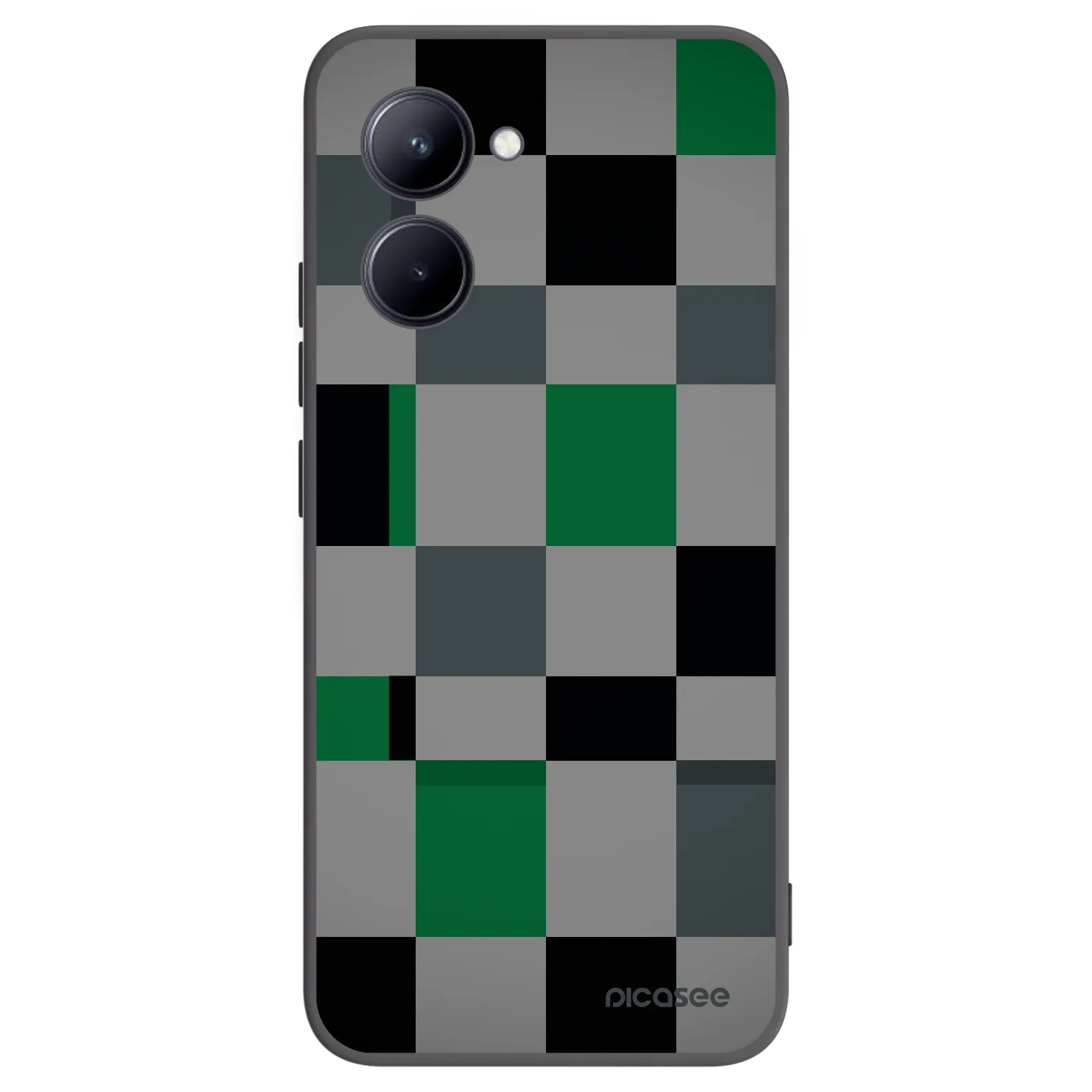 Picasee crna silikonska maskica za Realme C33 (2023) - Block Grid