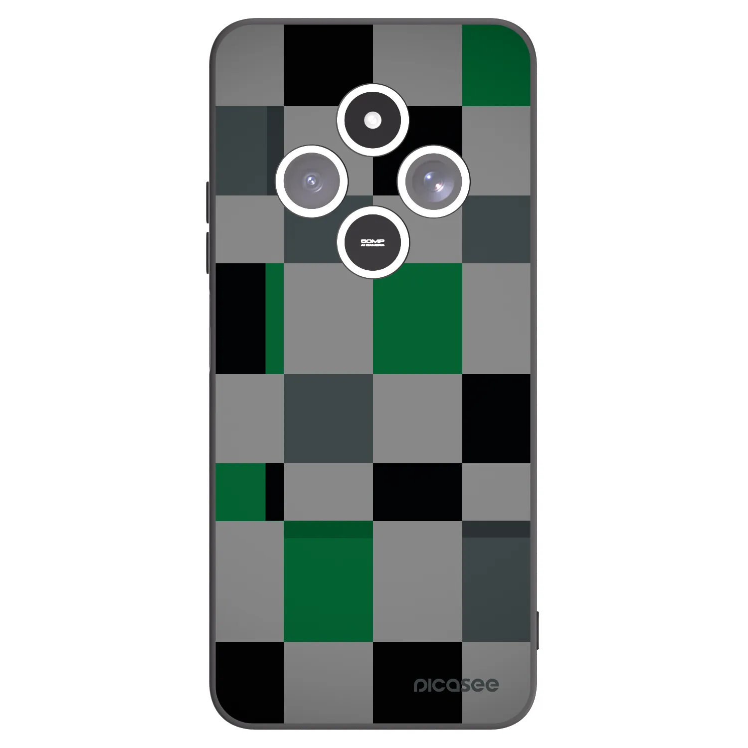 Picasee crna silikonska maskica za Xiaomi Redmi 14C - Block Grid