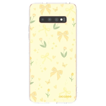 Picasee silikonska prozirna maskica za Samsung Galaxy S10 Plus G975 - Honey Blossom