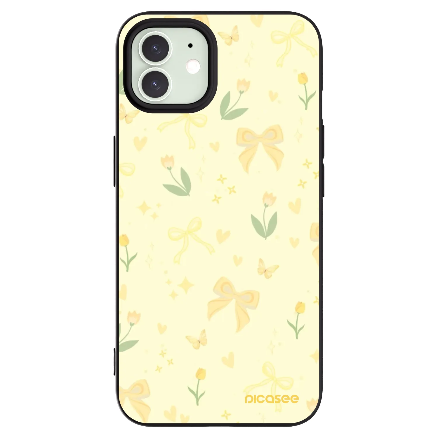 Picasee crna silikonska maskica za Apple iPhone 12 Pro - Honey Blossom