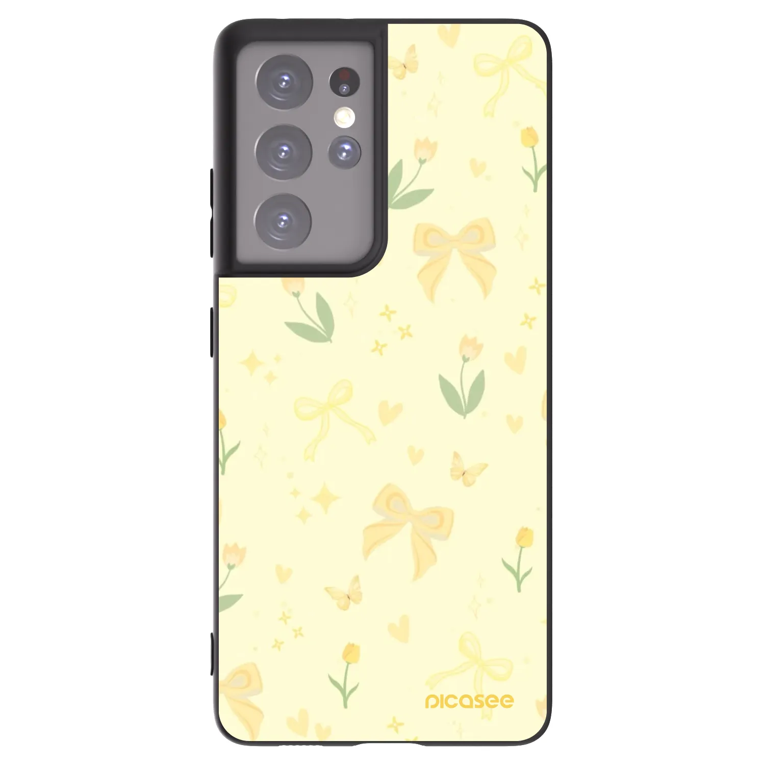 Picasee crna silikonska maskica za Samsung Galaxy S21 Ultra 5G G998B - Honey Blossom