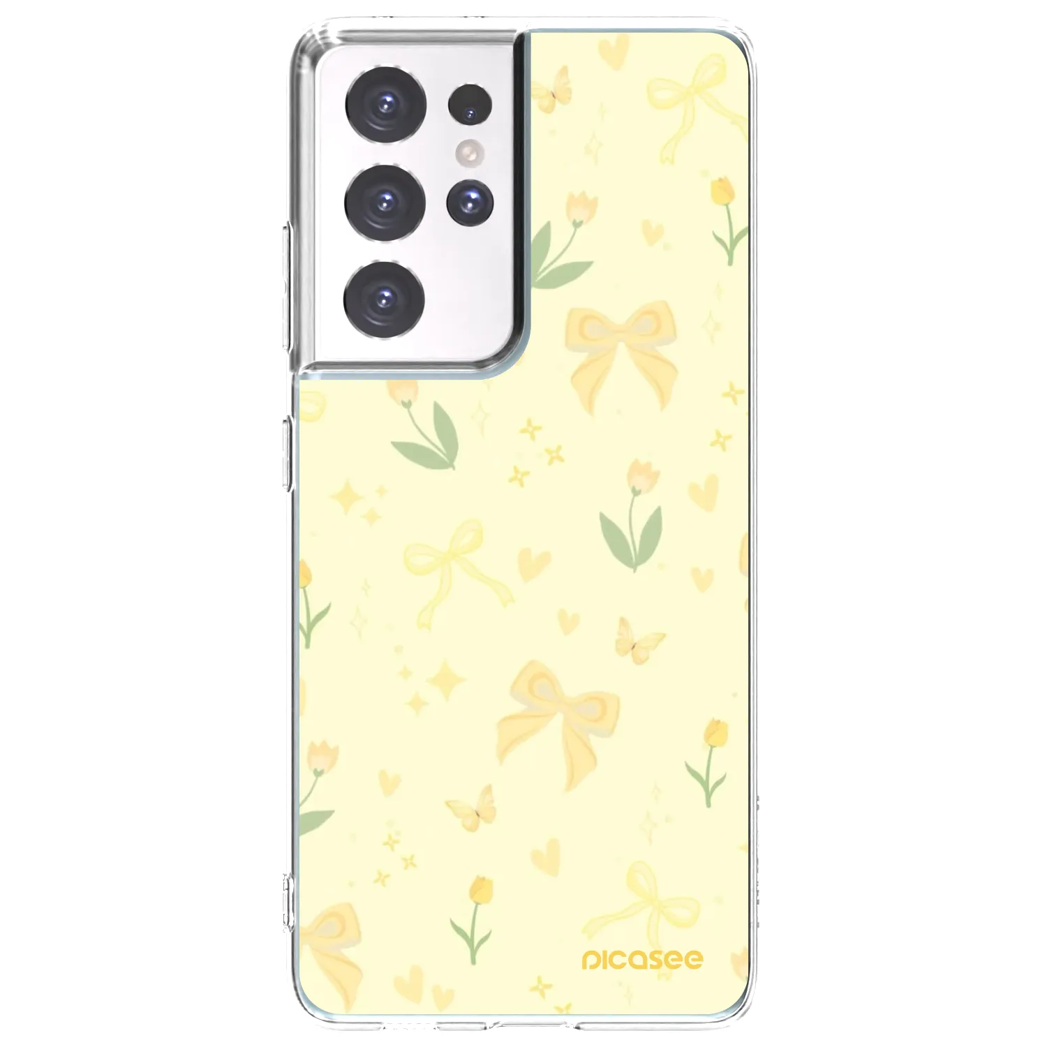 Picasee silikonska prozirna maskica za Samsung Galaxy S21 Ultra 5G G998B - Honey Blossom